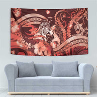 Maori Romantic Valentine Tapestry The Hongi Kiss Red Galaxy