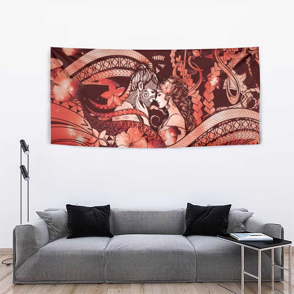 Maori Romantic Valentine Tapestry The Hongi Kiss Red Galaxy