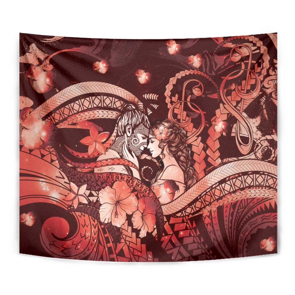 Maori Romantic Valentine Tapestry The Hongi Kiss Red Galaxy