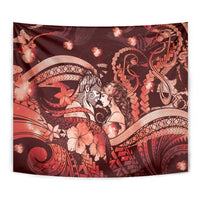 Maori Romantic Valentine Tapestry The Hongi Kiss Red Galaxy