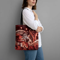 Maori Romantic Valentine Tote Bag The Hongi Kiss Red Galaxy DT05 - Polynesian Pride