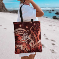 Maori Romantic Valentine Tote Bag The Hongi Kiss Red Galaxy DT05 - Polynesian Pride