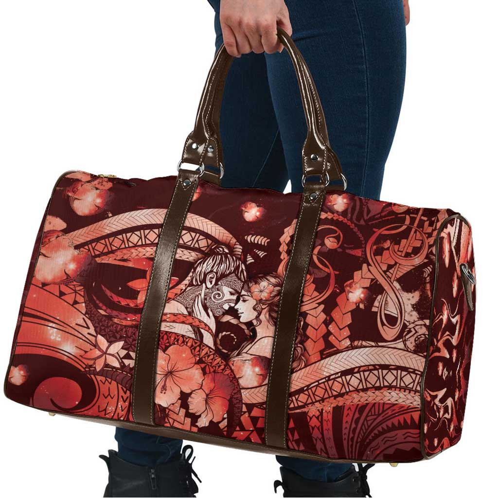 Maori Romantic Valentine Travel Bag The Hongi Kiss Red Galaxy DT05 - Polynesian Pride