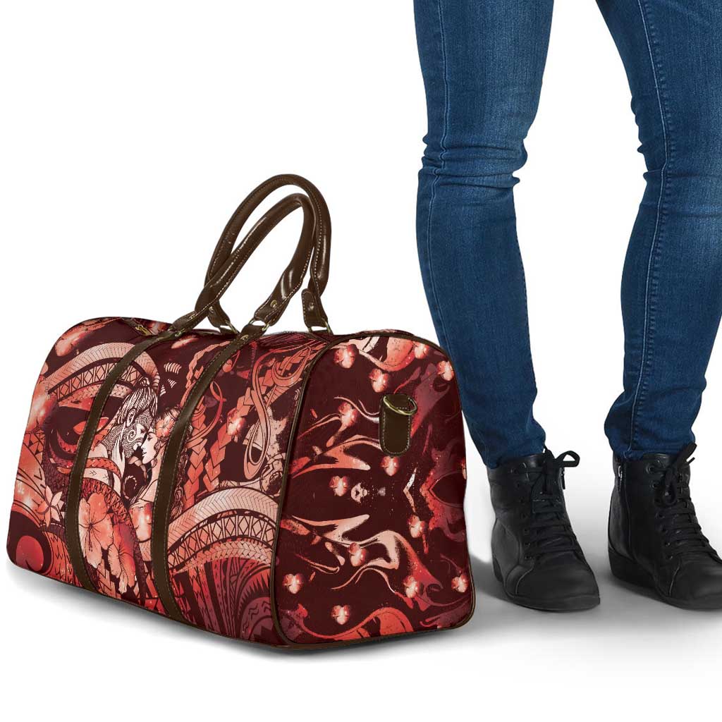Maori Romantic Valentine Travel Bag The Hongi Kiss Red Galaxy DT05 - Polynesian Pride