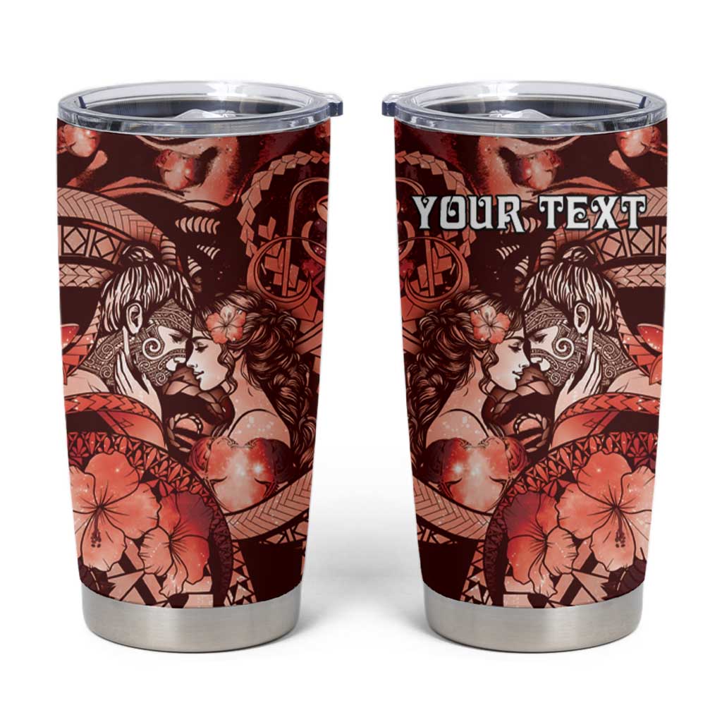 Personalised Maori Romantic Valentine Tumbler Cup The Hongi Kiss Red Galaxy DT05 Red - Polynesian Pride