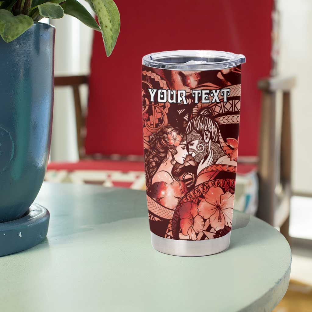 Personalised Maori Romantic Valentine Tumbler Cup The Hongi Kiss Red Galaxy DT05 - Polynesian Pride