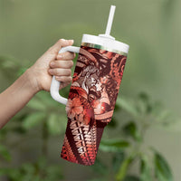 Personalised Maori Romantic Valentine Tumbler With Handle The Hongi Kiss Red Galaxy DT05 - Polynesian Pride