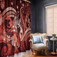 Maori Romantic Valentine Window Curtain The Hongi Kiss Red Galaxy DT05 - Polynesian Pride