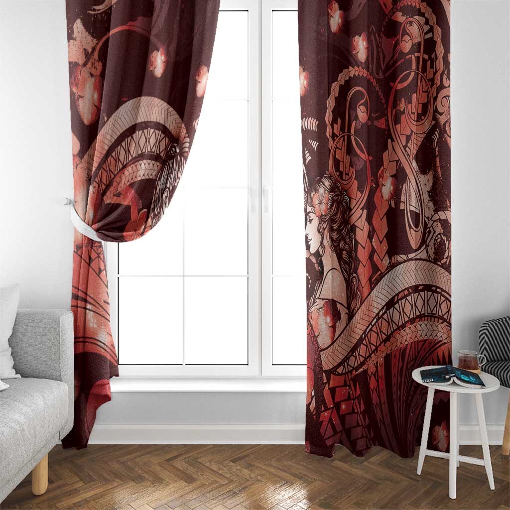 Maori Romantic Valentine Window Curtain The Hongi Kiss Red Galaxy DT05 - Polynesian Pride