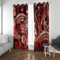 Maori Romantic Valentine Window Curtain The Hongi Kiss Red Galaxy DT05 With Grommets Red - Polynesian Pride