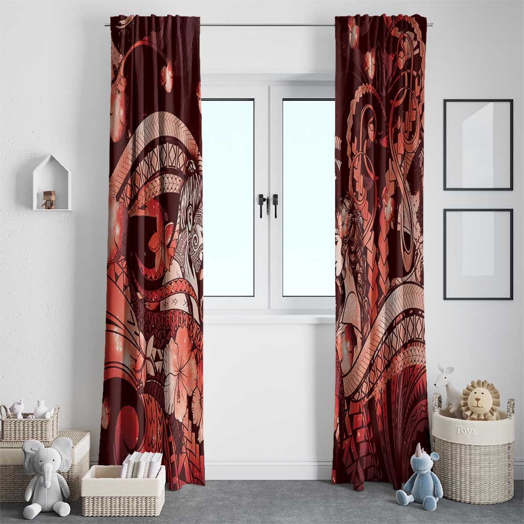 Maori Romantic Valentine Window Curtain The Hongi Kiss Red Galaxy DT05 - Polynesian Pride