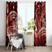 Maori Romantic Valentine Window Curtain The Hongi Kiss Red Galaxy DT05 - Polynesian Pride