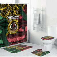Vanuatu Independence Day Bathroom Set Boar Tusk Warrior Tribal Floral Patterns