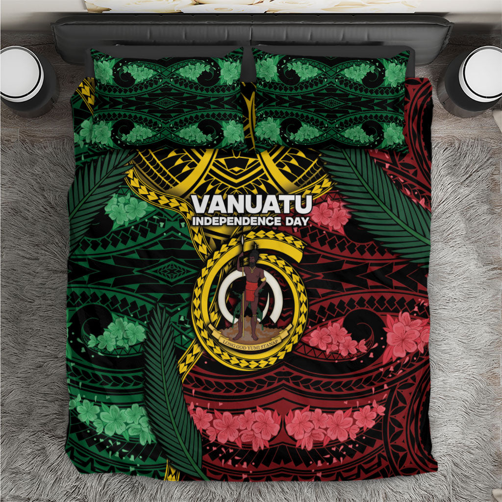 Vanuatu Independence Day Bedding Set Boar Tusk Warrior Tribal Floral Patterns DT05 Multicolor - Polynesian Pride