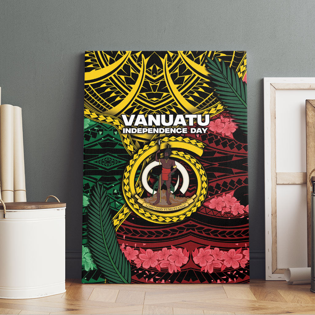 Vanuatu Independence Day Canvas Wall Art Boar Tusk Warrior Tribal Floral Patterns