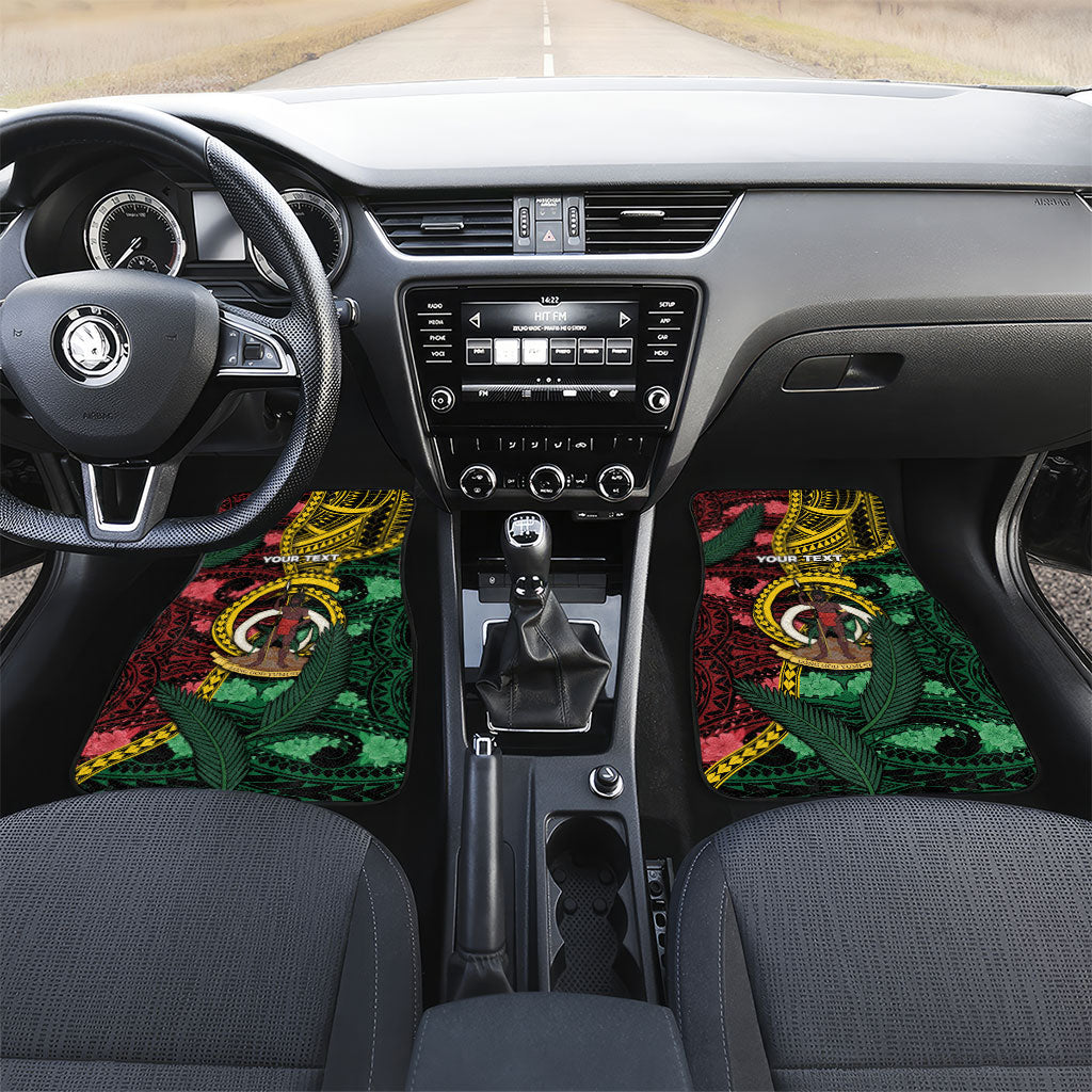 Personalised Vanuatu Independence Day Car Mats Boar Tusk Warrior Tribal Floral Patterns