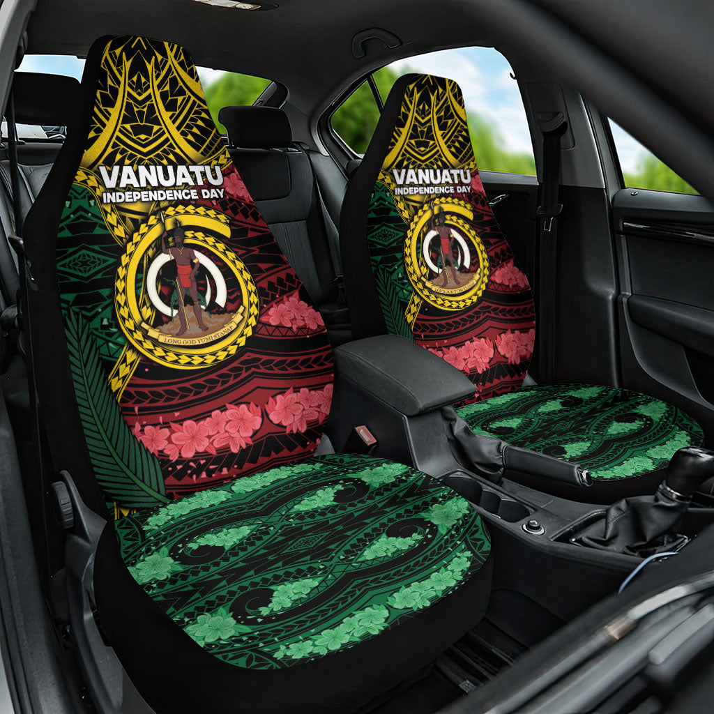 Vanuatu Independence Day Car Seat Cover Boar Tusk Warrior Tribal Floral Patterns