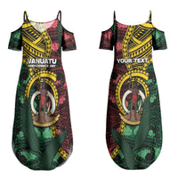 Personalised Vanuatu Independence Day Couples Matching Summer Maxi Dress and Hawaiian Shirt Boar Tusk Warrior Tribal Floral Patterns DT05 - Polynesian Pride