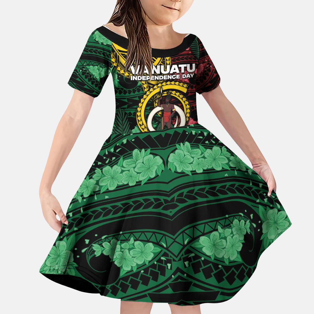 Personalised Vanuatu Independence Day Family Matching Long Sleeve Bodycon Dress and Hawaiian Shirt Boar Tusk Warrior Tribal Floral Patterns
