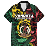 Personalised Vanuatu Independence Day Family Matching Off The Shoulder Long Sleeve Dress and Hawaiian Shirt Boar Tusk Warrior Tribal Floral Patterns