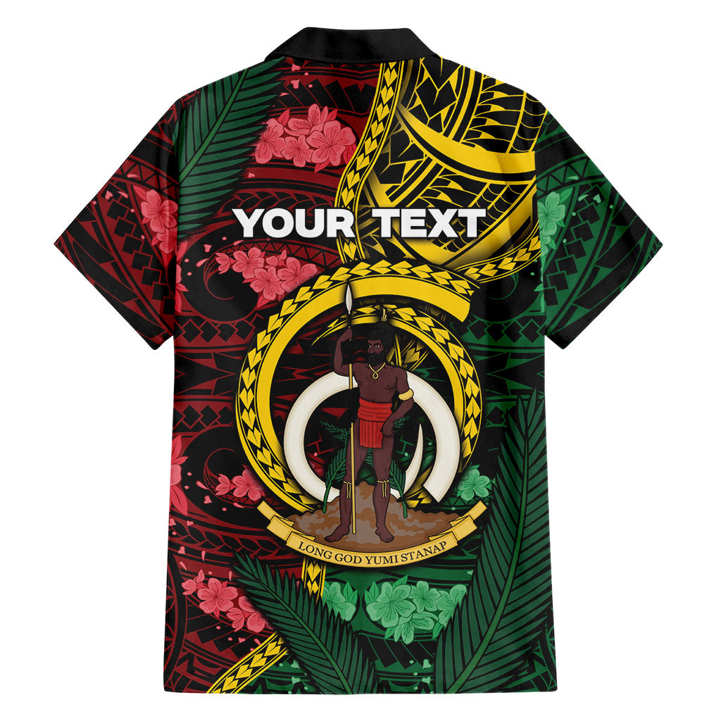 Personalised Vanuatu Independence Day Family Matching Off Shoulder Short Dress and Hawaiian Shirt Boar Tusk Warrior Tribal Floral Patterns