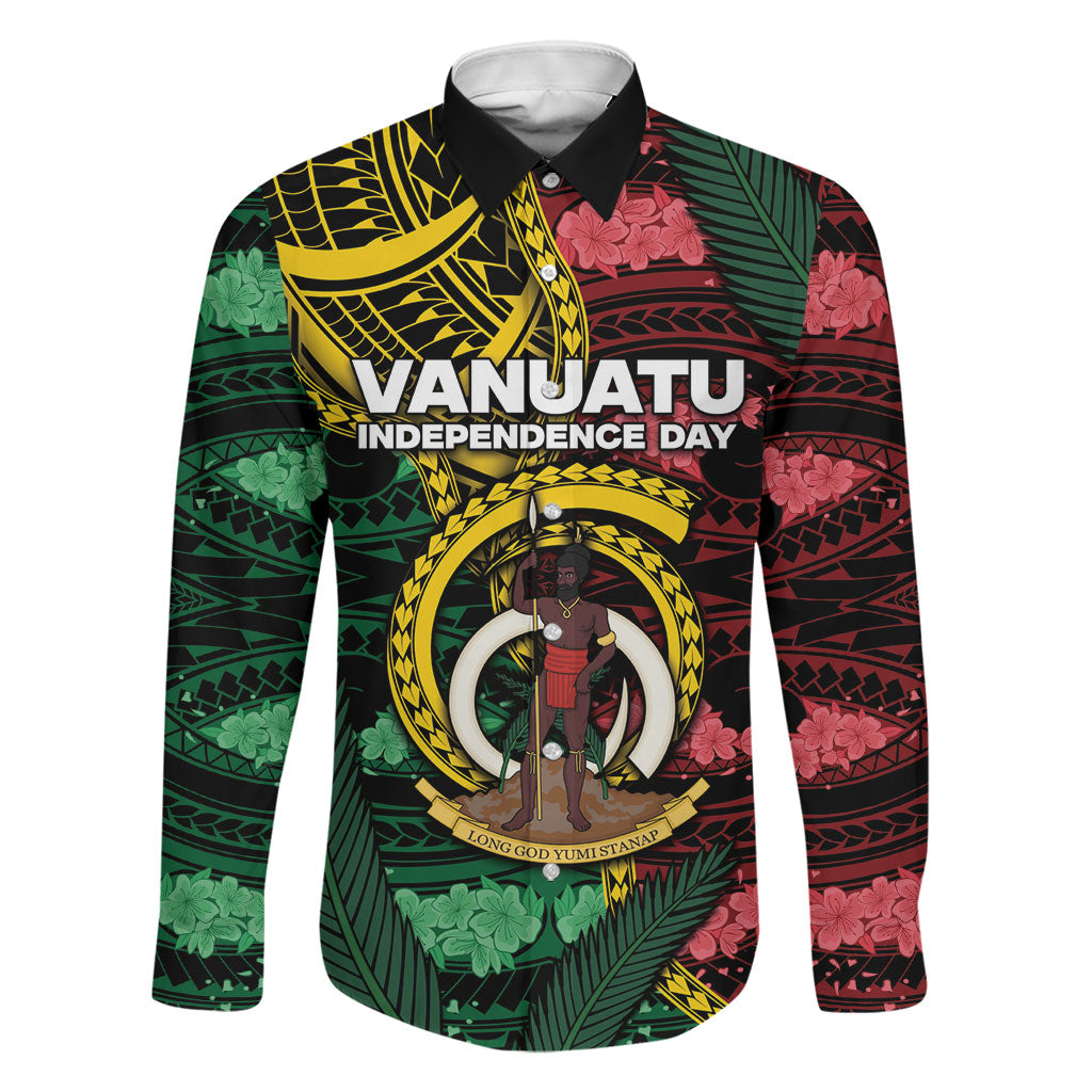 Personalised Vanuatu Independence Day Family Matching Off Shoulder Short Dress and Hawaiian Shirt Boar Tusk Warrior Tribal Floral Patterns