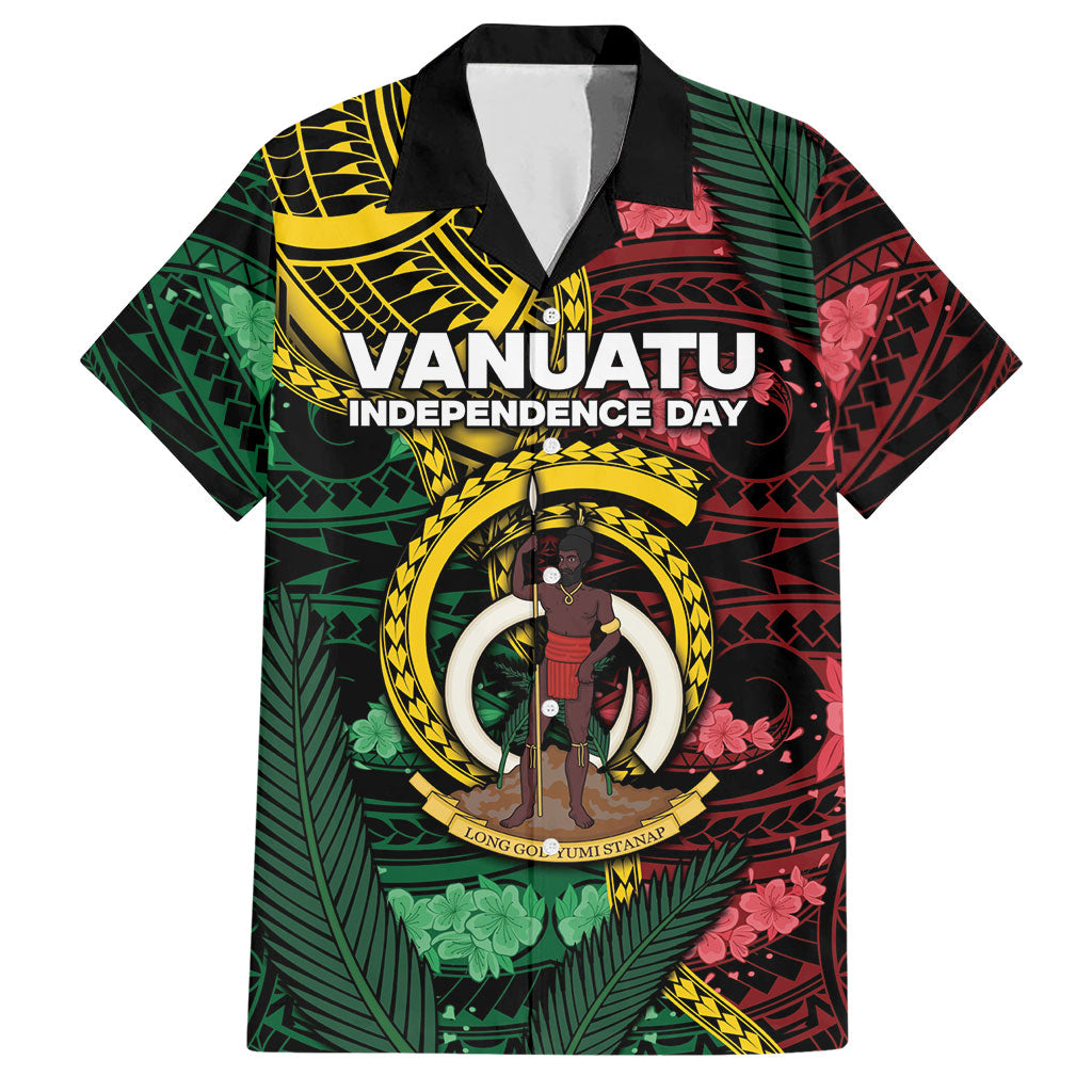 Personalised Vanuatu Independence Day Hawaiian Shirt Boar Tusk Warrior Tribal Floral Patterns DT05 Multicolor - Polynesian Pride