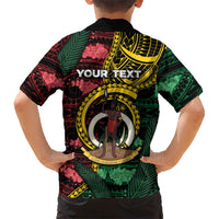 Personalised Vanuatu Independence Day Kid Hawaiian Shirt Boar Tusk Warrior Tribal Floral Patterns