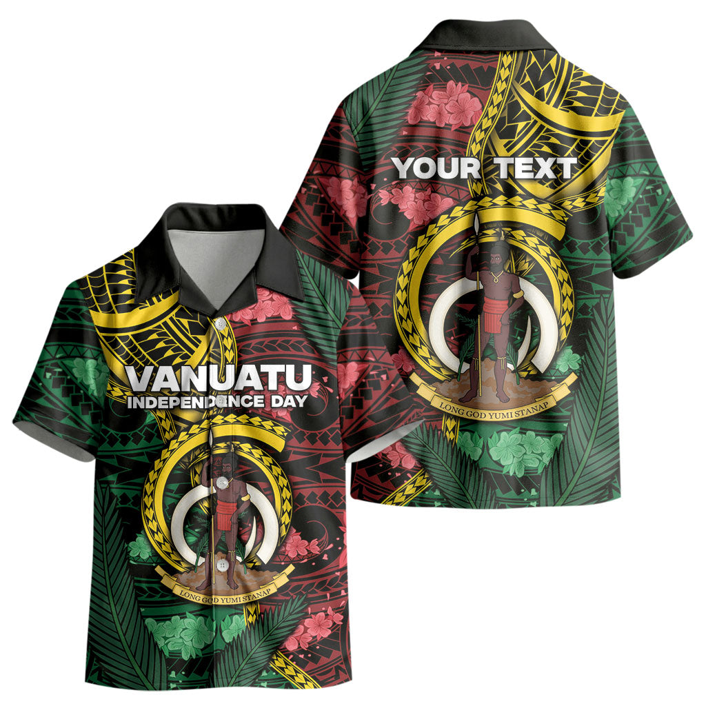Personalised Vanuatu Independence Day Kid Hawaiian Shirt Boar Tusk Warrior Tribal Floral Patterns DT05 - Polynesian Pride