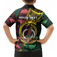 Personalised Vanuatu Independence Day Kid Hawaiian Shirt Boar Tusk Warrior Tribal Floral Patterns DT05 - Polynesian Pride