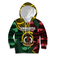 Personalised Vanuatu Independence Day Kid Hoodie Boar Tusk Warrior Tribal Floral Patterns