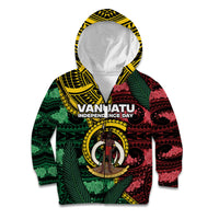Personalised Vanuatu Independence Day Kid Hoodie Boar Tusk Warrior Tribal Floral Patterns