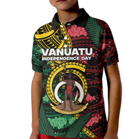 Personalised Vanuatu Independence Day Kid Polo Shirt Boar Tusk Warrior Tribal Floral Patterns