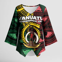 Personalised Vanuatu Independence Day Kimono Sleeve Blouse Boar Tusk Warrior Tribal Floral Patterns