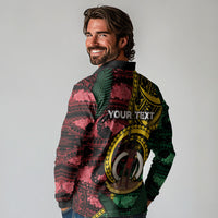 Personalised Vanuatu Independence Day Long Sleeve Polo Shirt Boar Tusk Warrior Tribal Floral Patterns