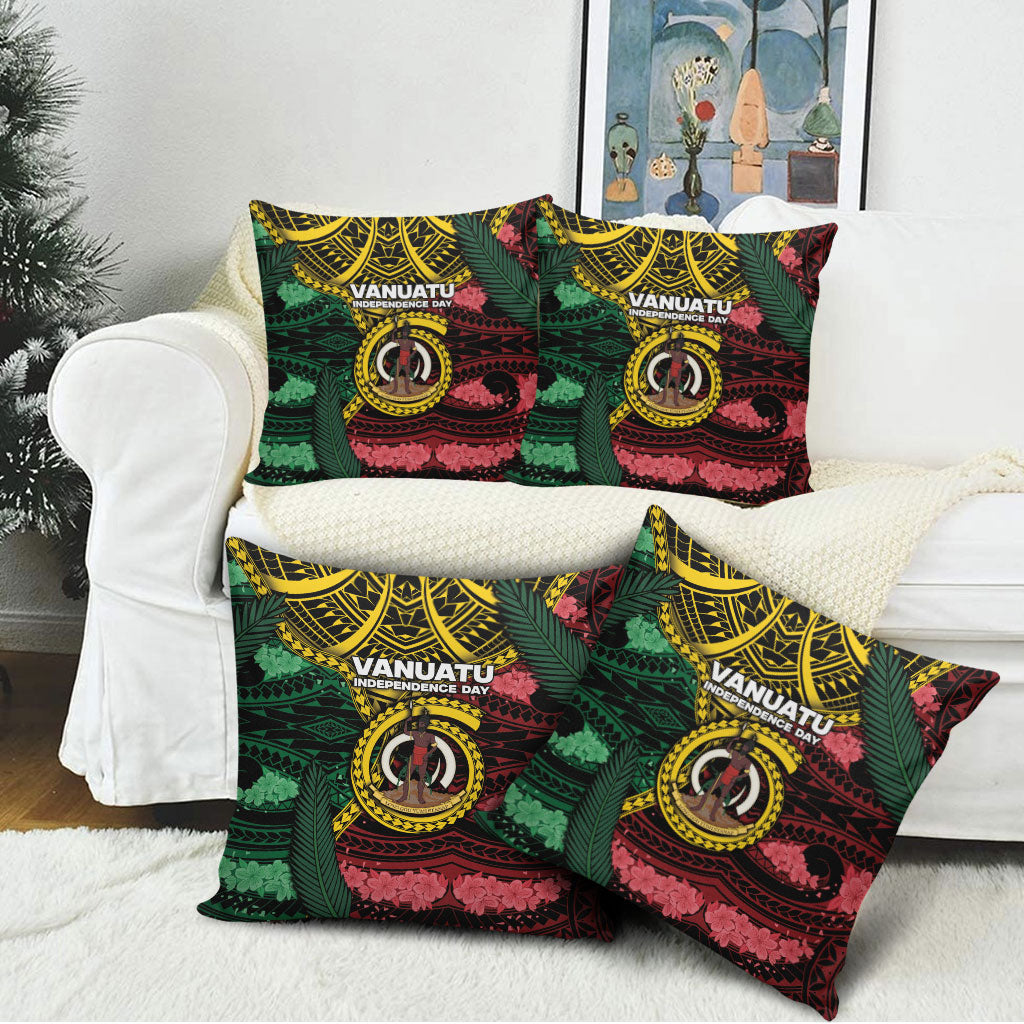 Vanuatu Independence Day Pillow Cover Boar Tusk Warrior Tribal Floral Patterns