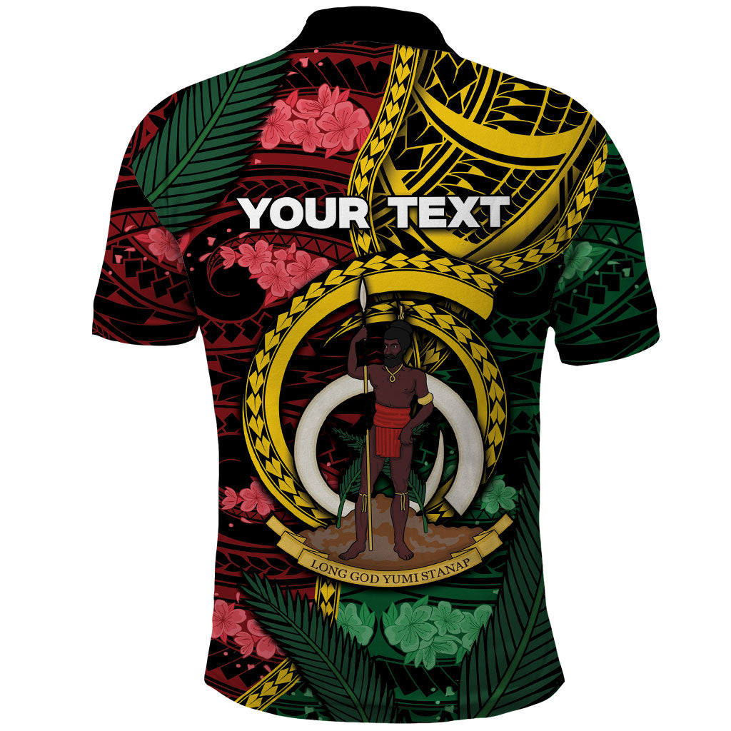 Personalised Vanuatu Independence Day Polo Shirt Boar Tusk Warrior Tribal Floral Patterns
