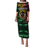 Personalised Vanuatu Independence Day Puletasi Boar Tusk Warrior Tribal Floral Patterns