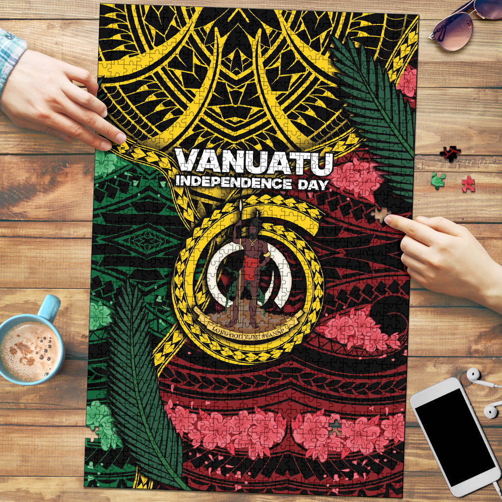 Vanuatu Independence Day Puzzle Boar Tusk Warrior Tribal Floral Patterns DT05 Multicolor - Polynesian Pride