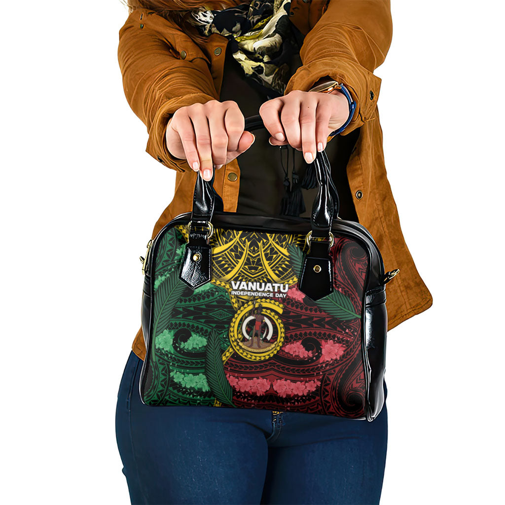 Vanuatu Independence Day Shoulder Handbag Boar Tusk Warrior Tribal Floral Patterns