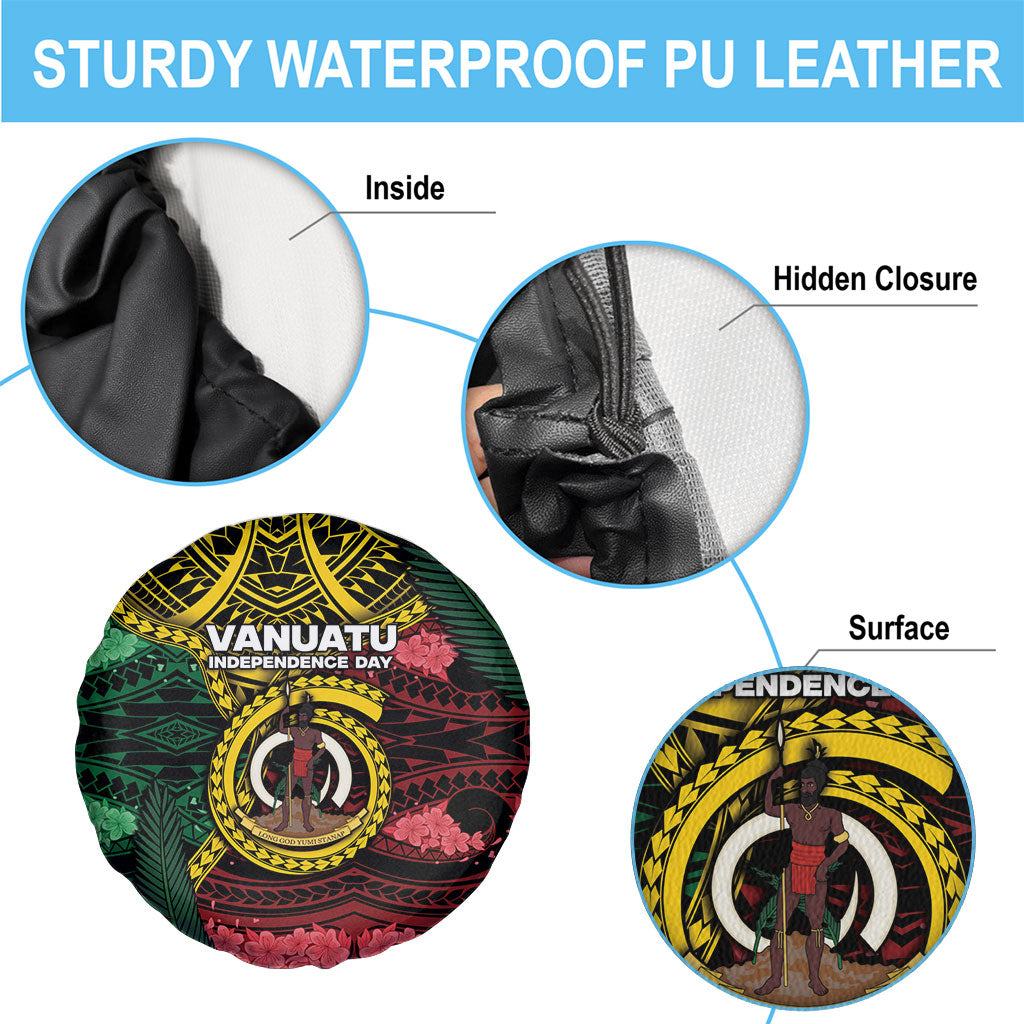 Vanuatu Independence Day Spare Tire Cover Boar Tusk Warrior Tribal Floral Patterns