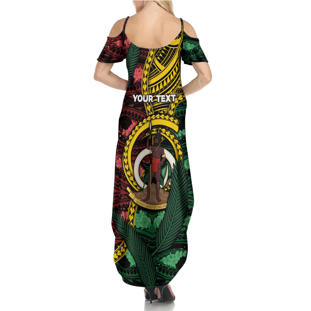 Personalised Vanuatu Independence Day Summer Maxi Dress Boar Tusk Warrior Tribal Floral Patterns