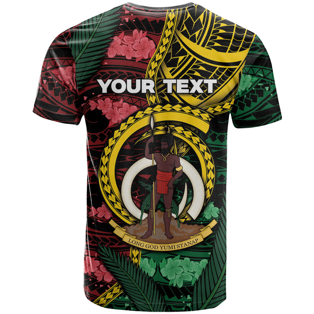 Personalised Vanuatu Independence Day T Shirt Boar Tusk Warrior Tribal Floral Patterns