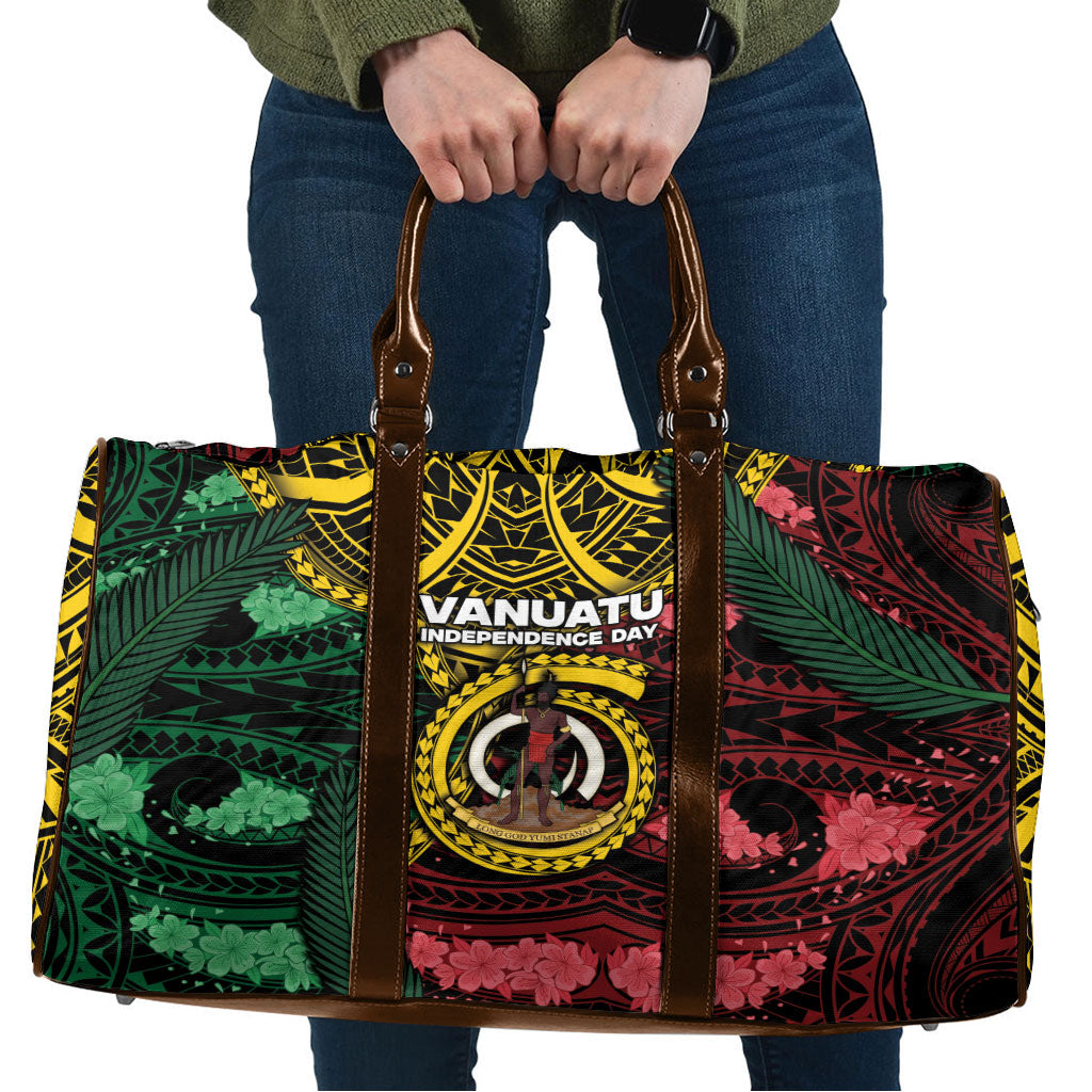 Vanuatu Independence Day Travel Bag Boar Tusk Warrior Tribal Floral Patterns DT05 Multicolor - Polynesian Pride