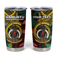 Personalised Vanuatu Independence Day Tumbler Cup Boar Tusk Warrior Tribal Floral Patterns