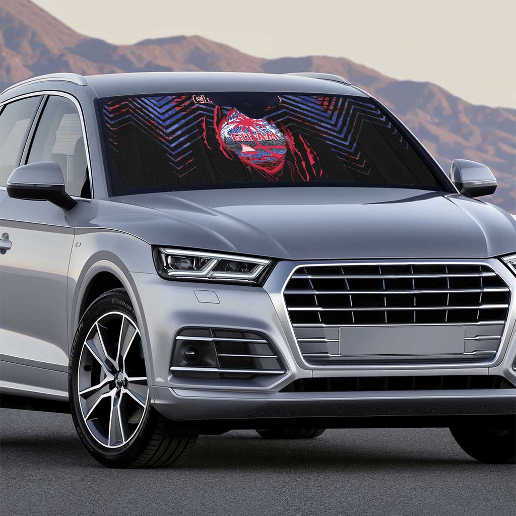 Guam Auto Sun Shade Chamorro Seal Tribal Scratch Design - Polynesian Pride