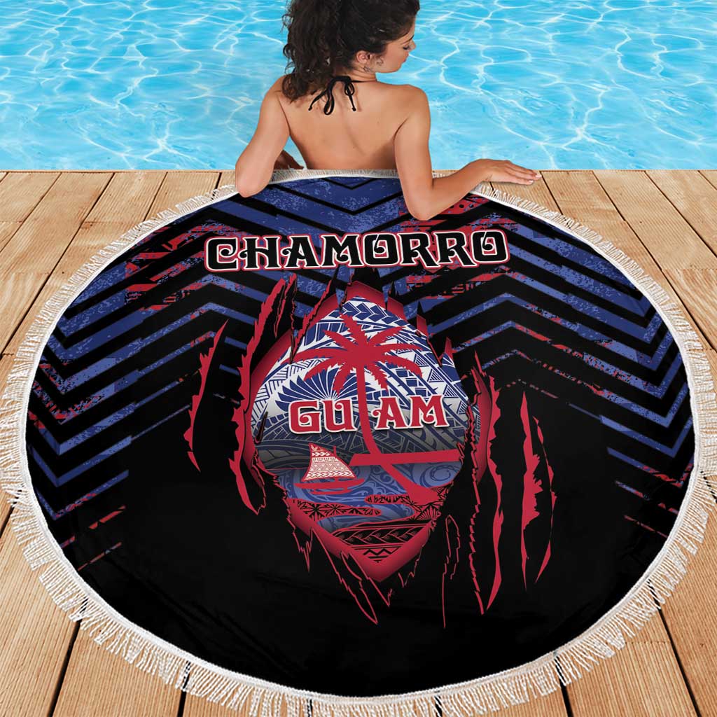 Guam Beach Blanket Chamorro Seal Tribal Scratch Design - Polynesian Pride