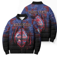 Personalised Guam Bomber Puffer Jacket Chamorro Seal Tribal Scratch Design - Polynesian Pride