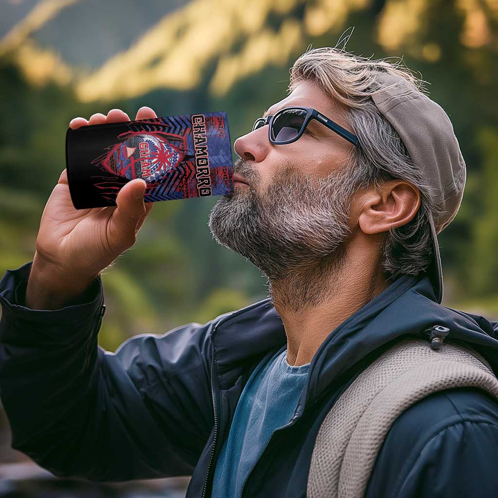 Personalised Guam 4 in 1 Can Cooler Tumbler Chamorro Seal Tribal Scratch Design - Polynesian Pride