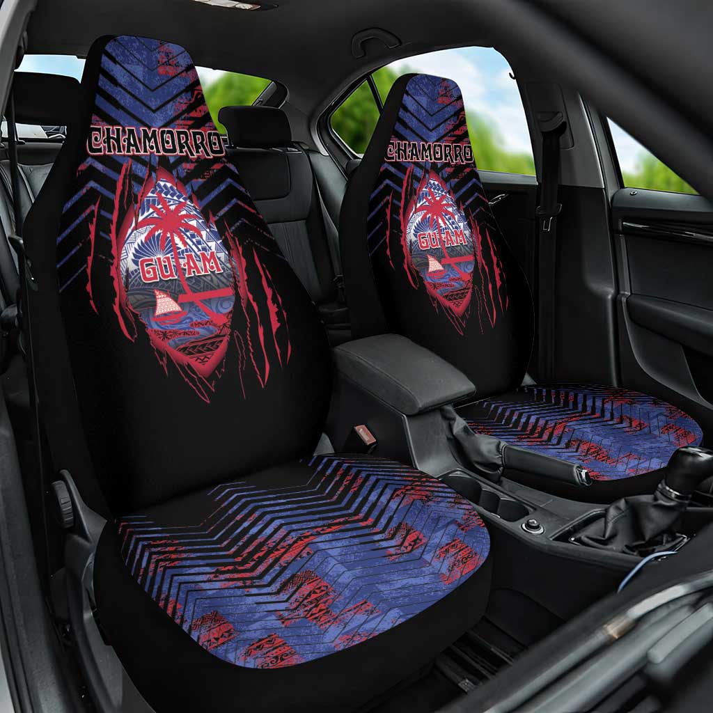 Guam Car Seat Cover Chamorro Seal Tribal Scratch Design - Polynesian Pride
